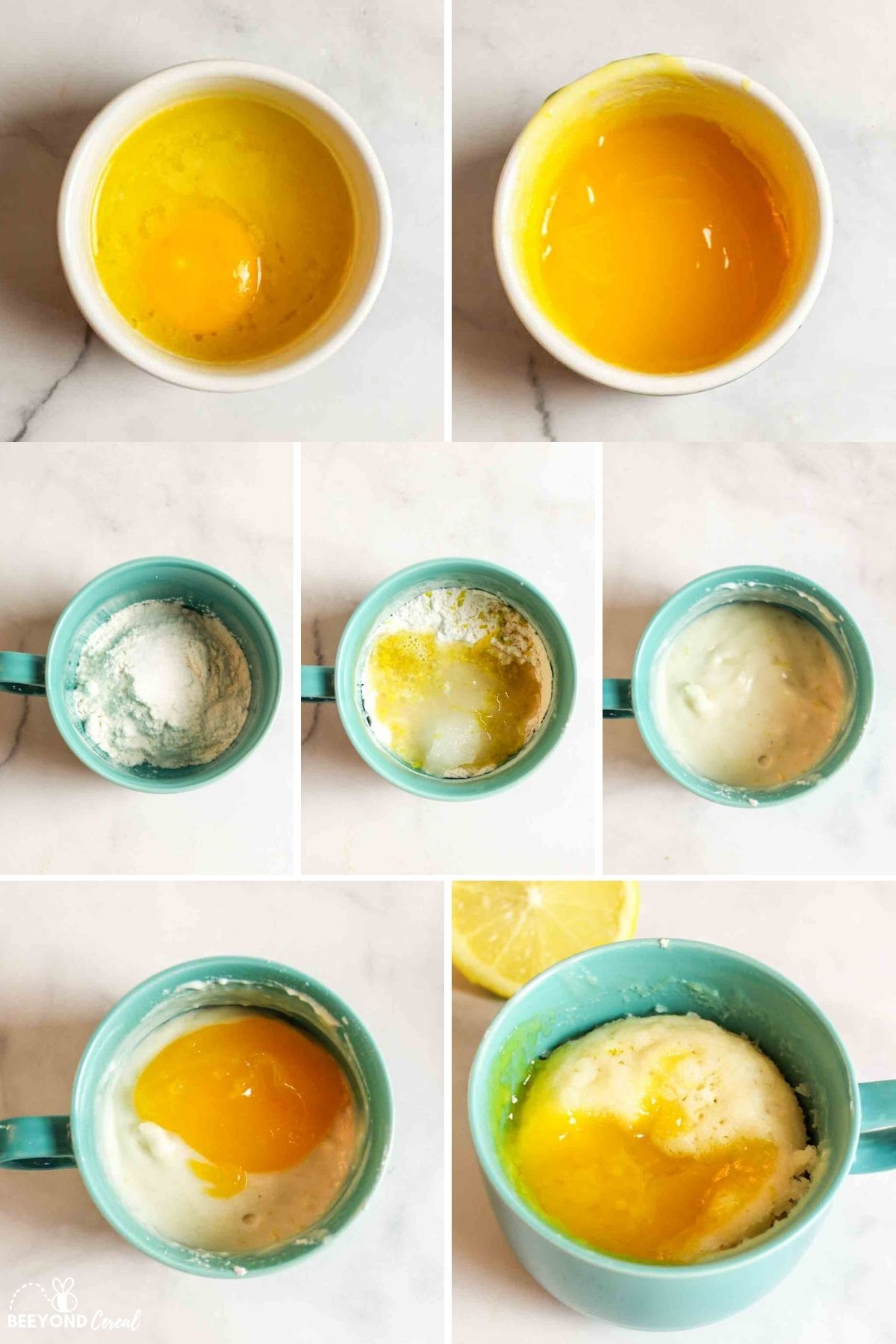 collage showing how to make lemon mug cake