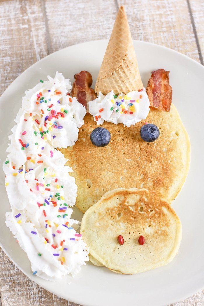 unicorn pancakes with blueberry eyes