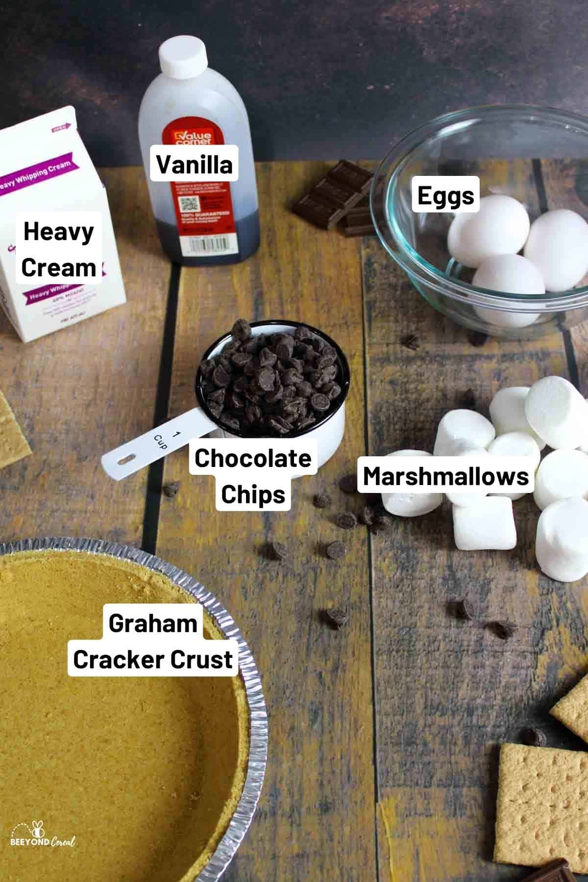 ingredients needed for smores pie.