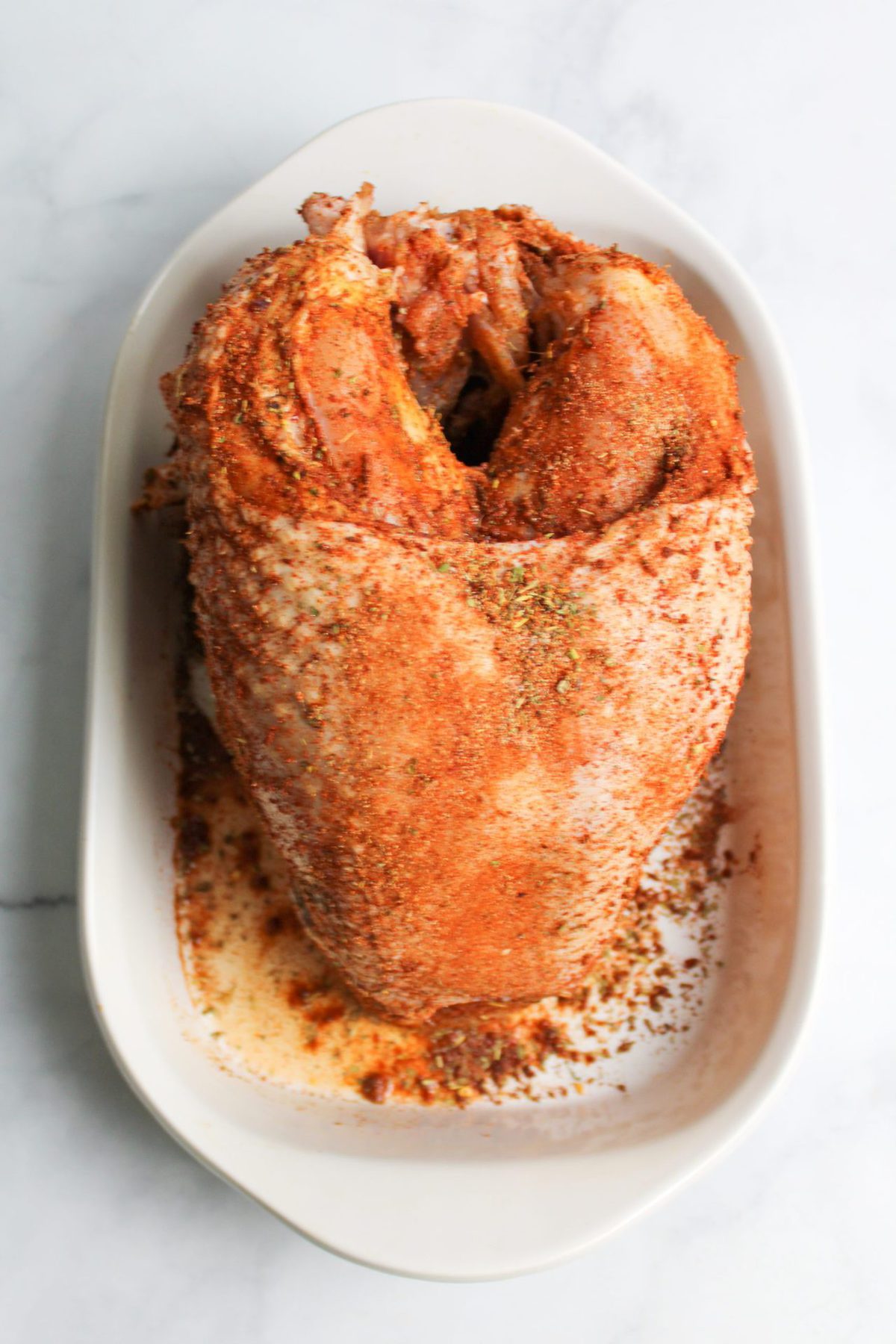 cajun seasoned turkey breast aerial view
