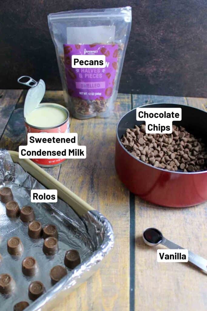 ingredients needed for rolo turtle fudge