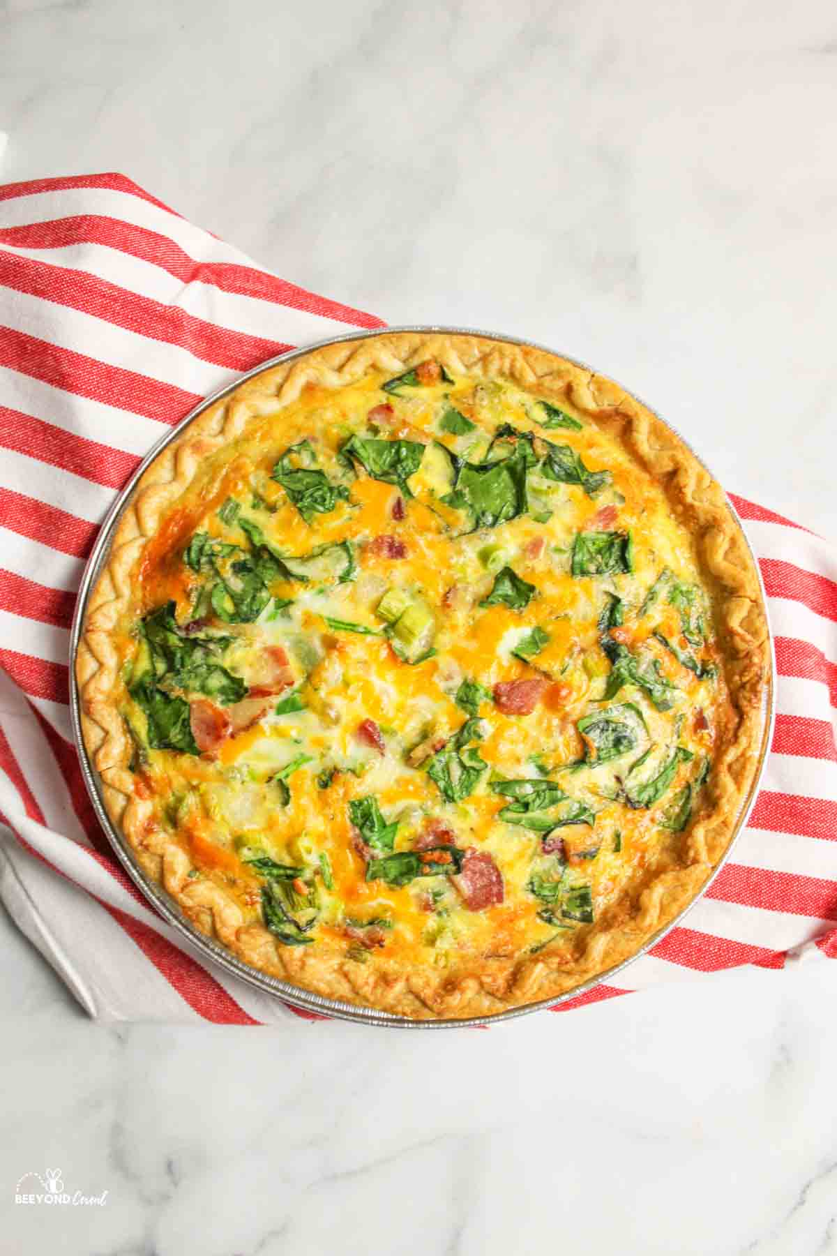 baked spinach bacon quiche.