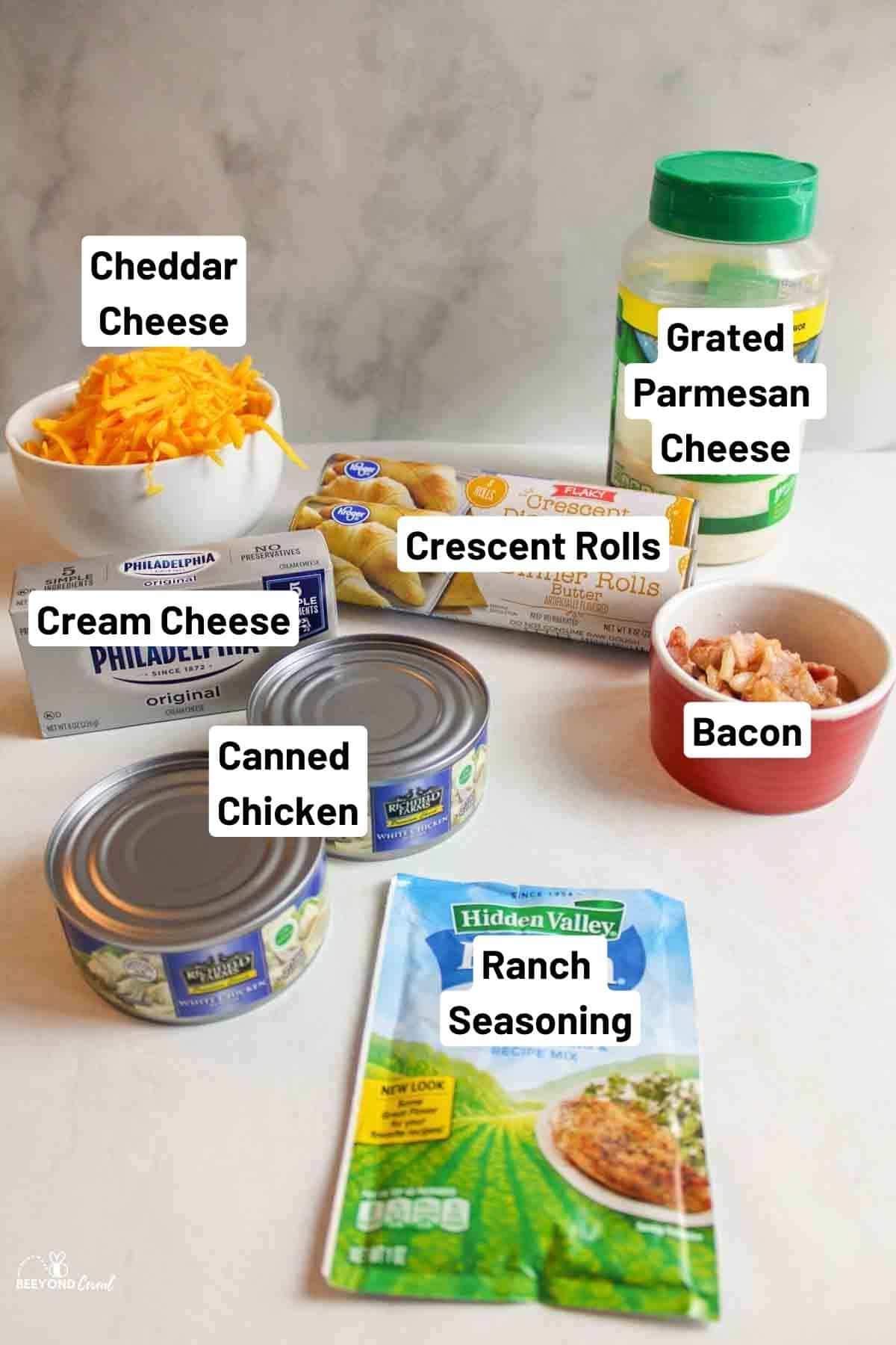 ingredients needed for chicken ranch bacon crescent bombs