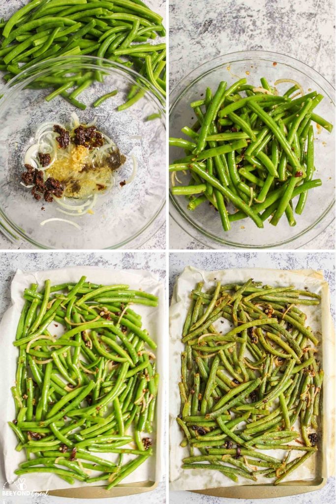 collage showing how to make italian green beans