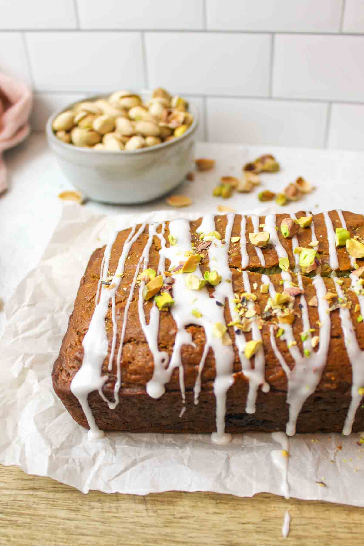 collage showing how to make pistachio banana bread