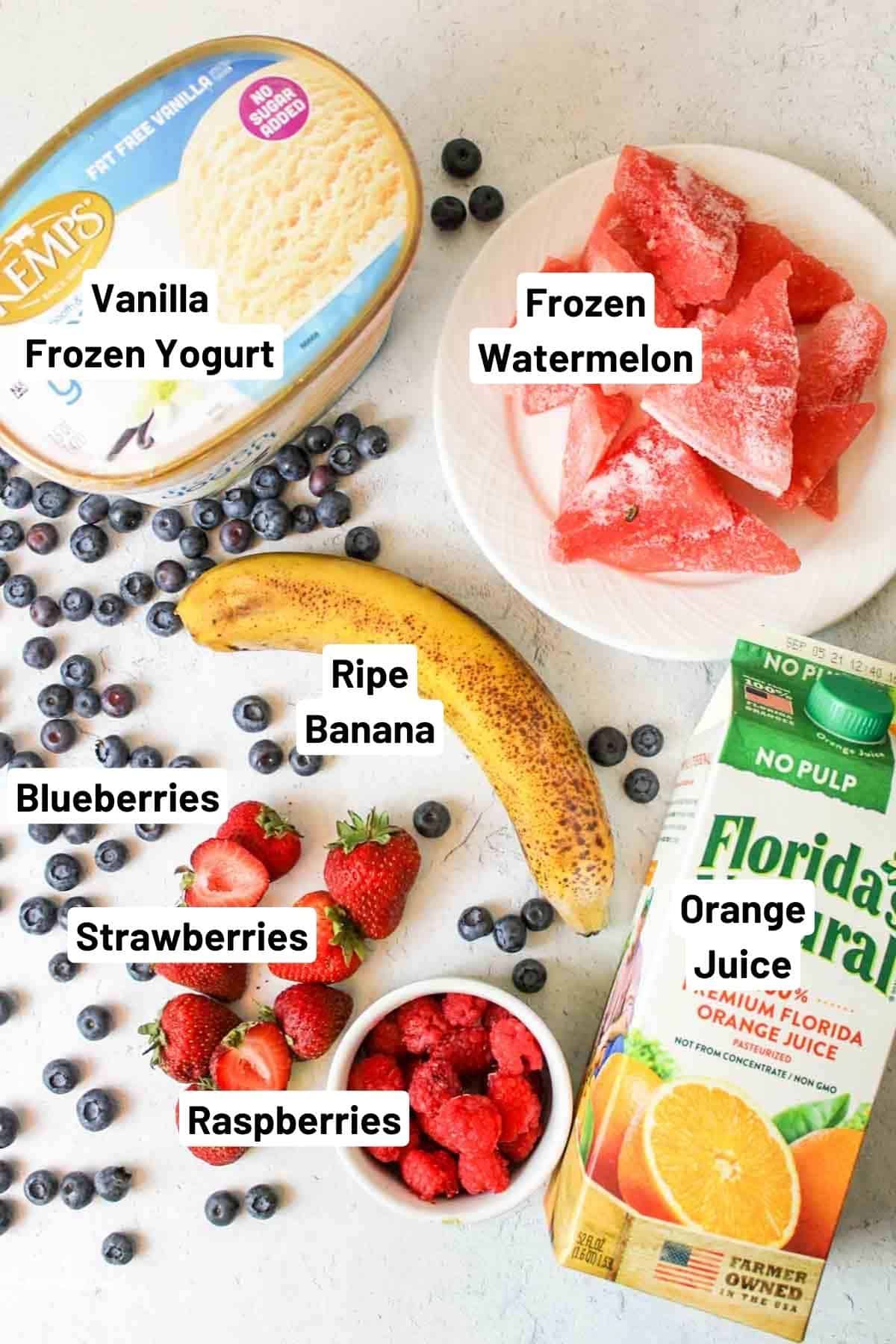 the ingredients needed to make watermelon smoothie bowl