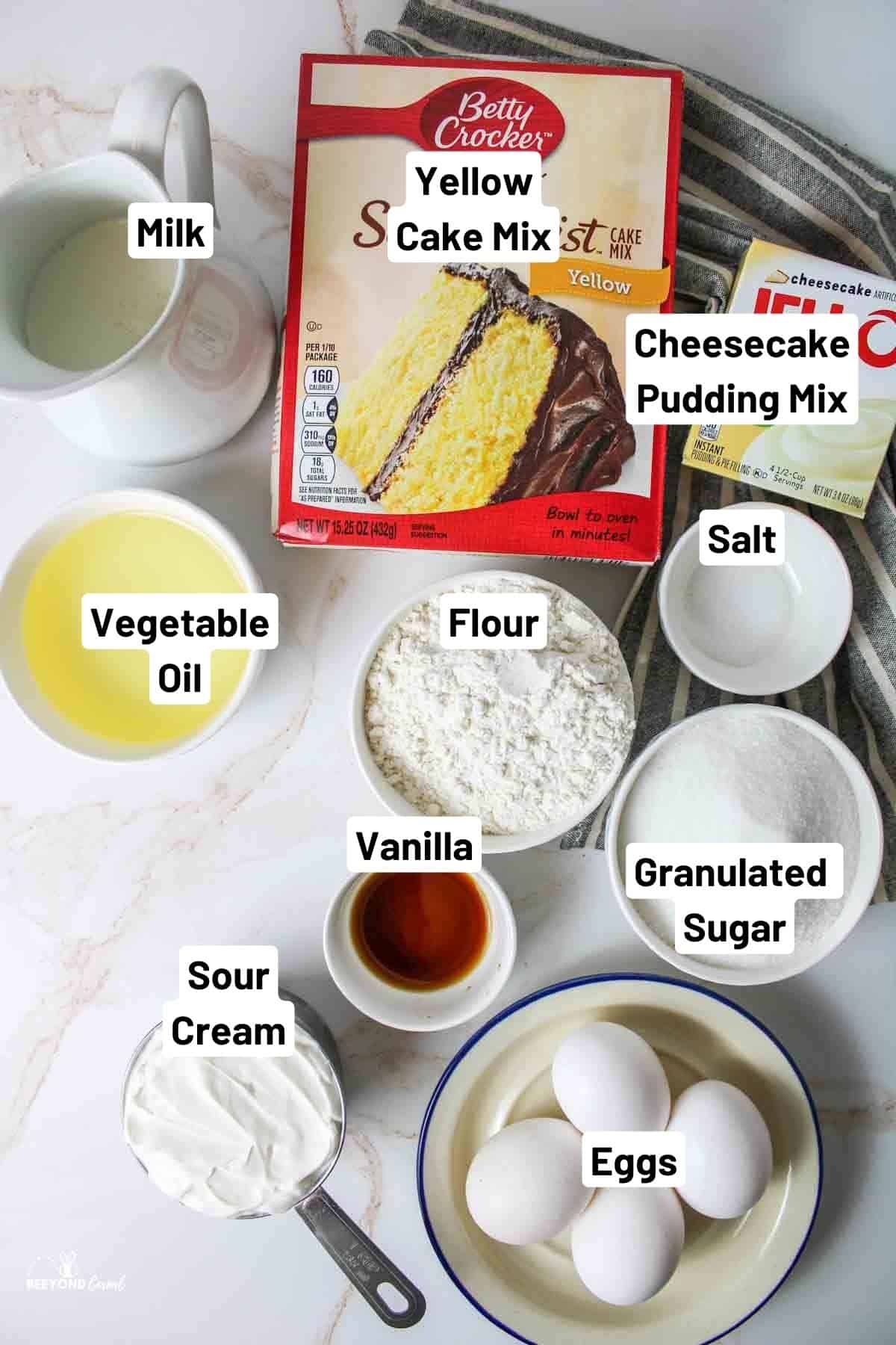 ingredients needed to make the batter of the unicon cake