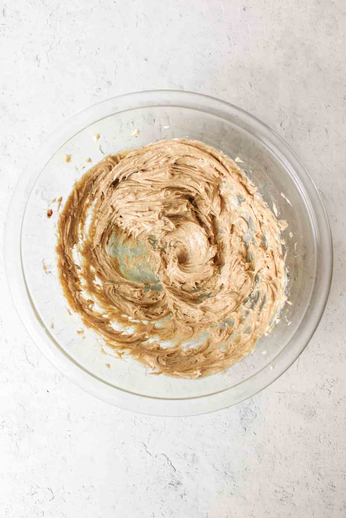 aerial view of bowl of mixed cinnamon honey butter