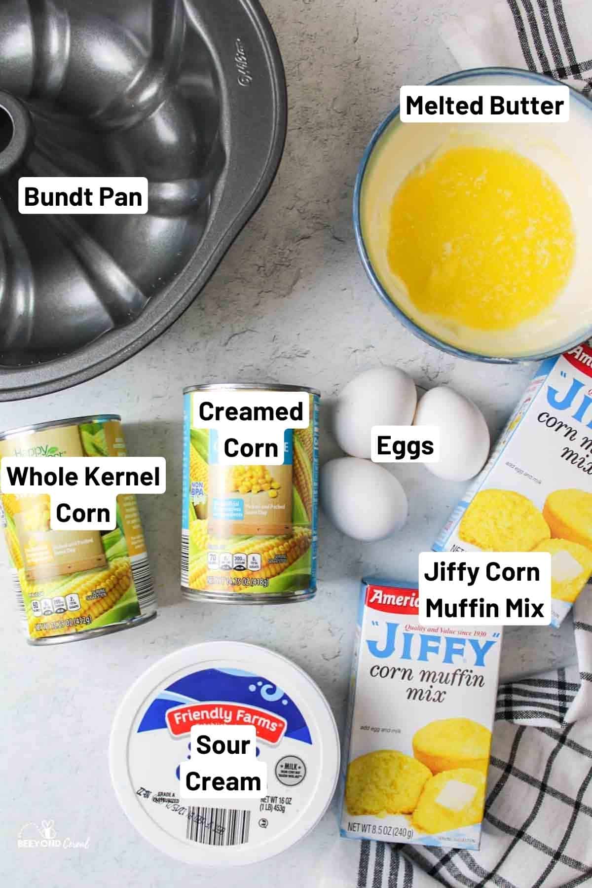 ingredients needed to make cornbread bundt cake.