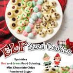 promotional graphic for this recipe elf sized cookies