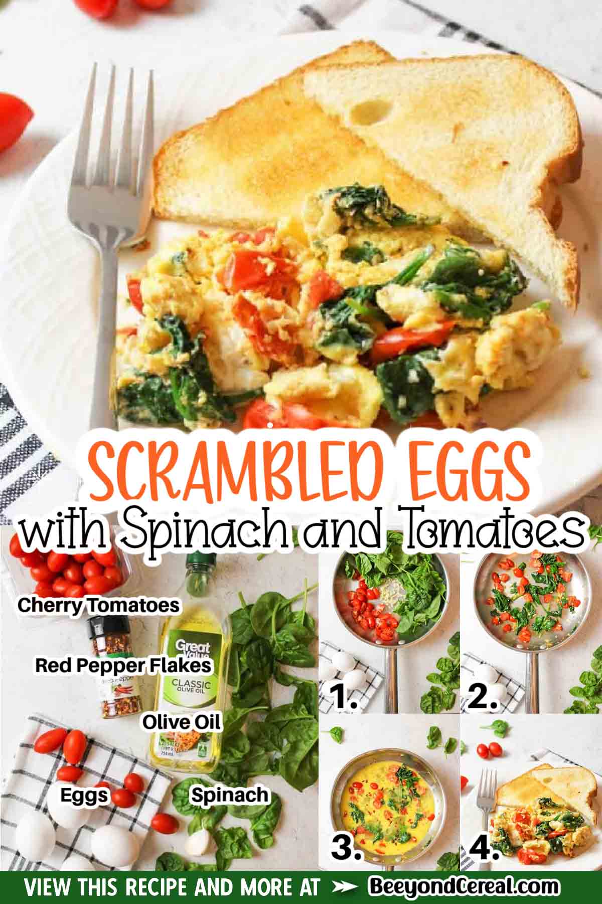 Scrambled Eggs with Spinach and Tomatoes - BeeyondCereal