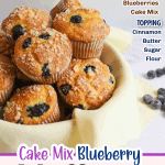 promotional graphic for cake mix blueberry muffins