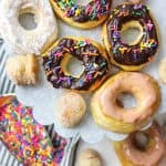 different assorted donuts made from canned biscuits in the air fryer.