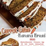 promotional graphic for carrot cake banana bread