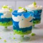 three earth day parfaits in glass cups