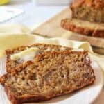 sliced banana bread with butter