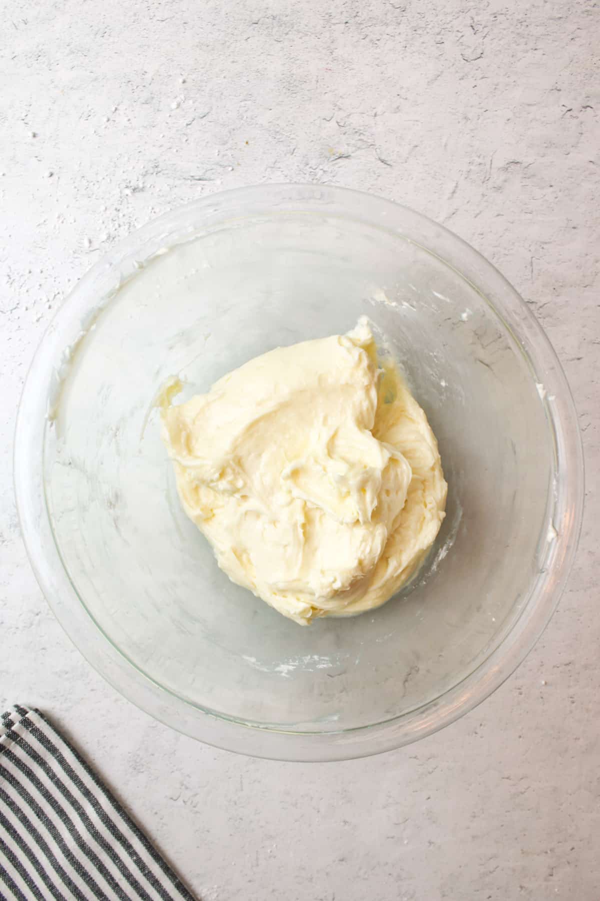 sweetened cream cheese in a mixing bowl.