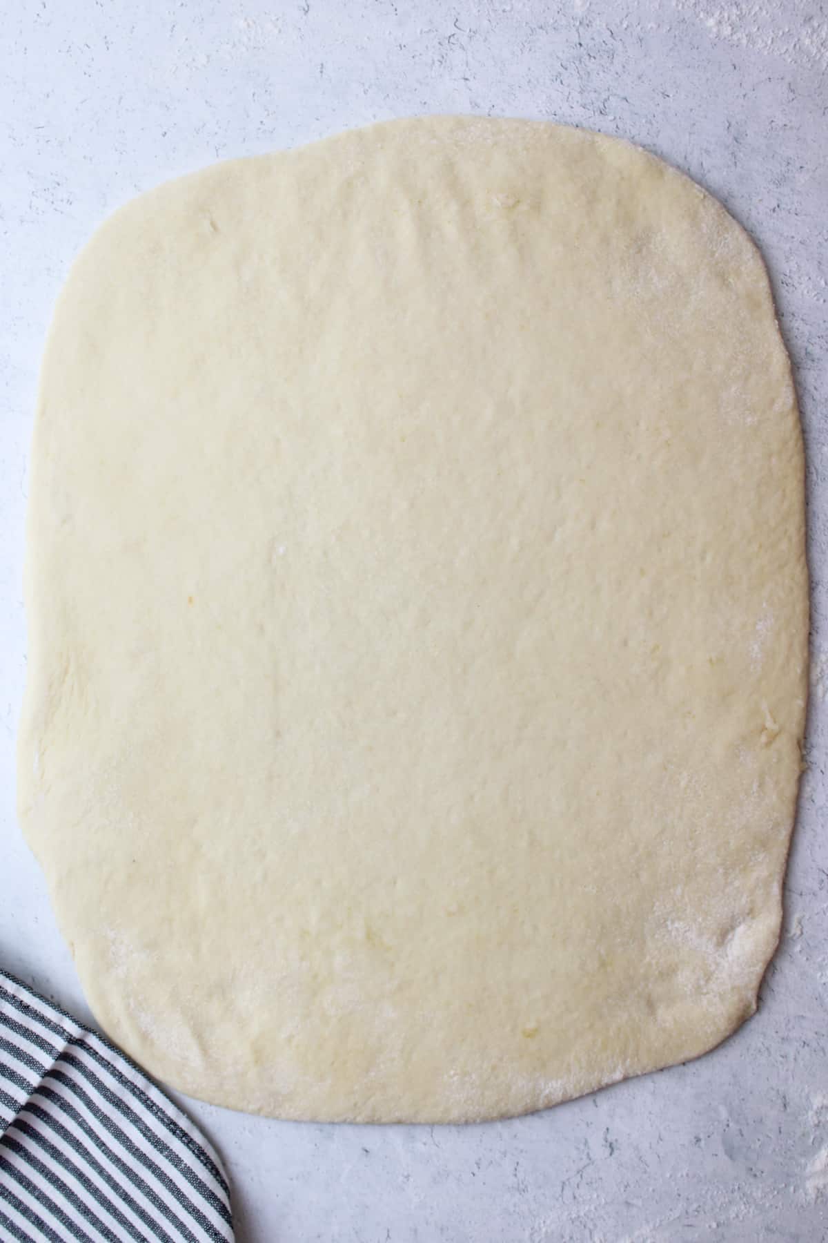 dough that was rolled out into a rectangle.