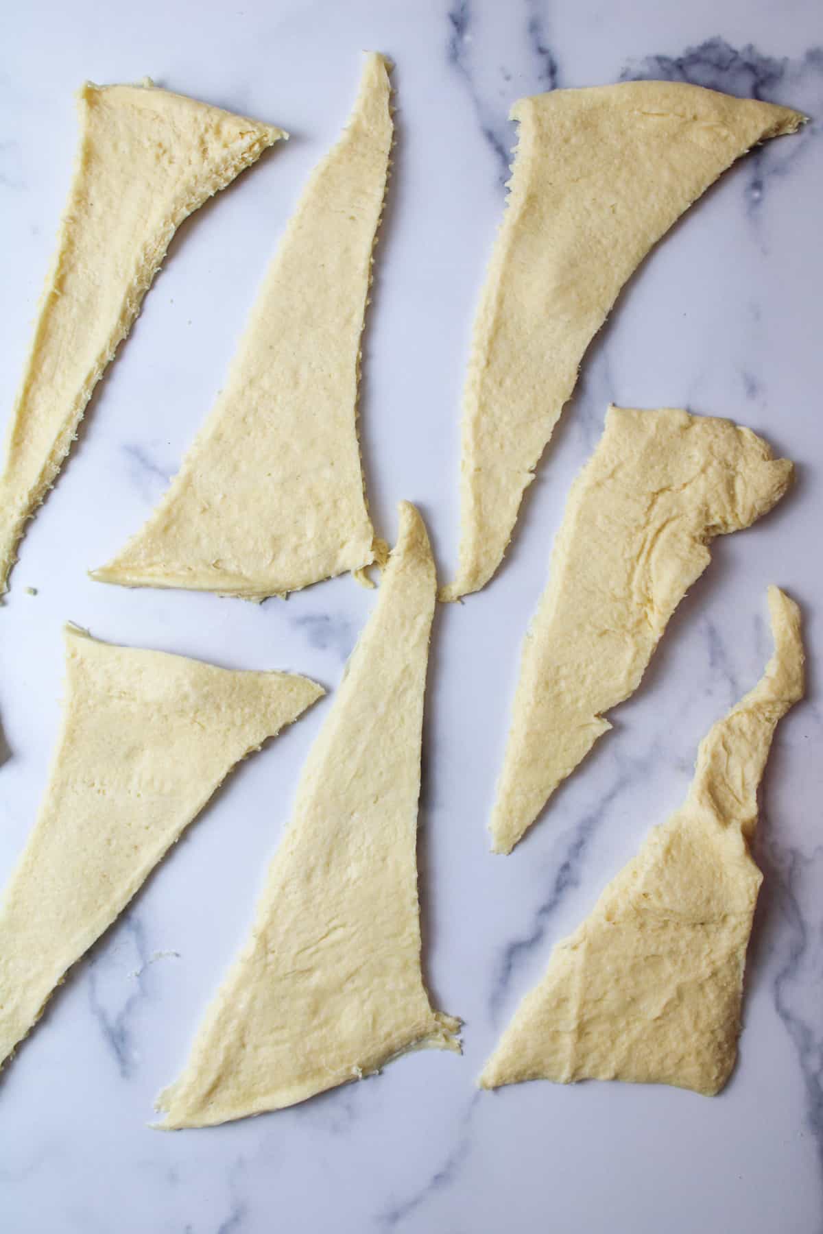 unrolled triangles of crescent roll dough.