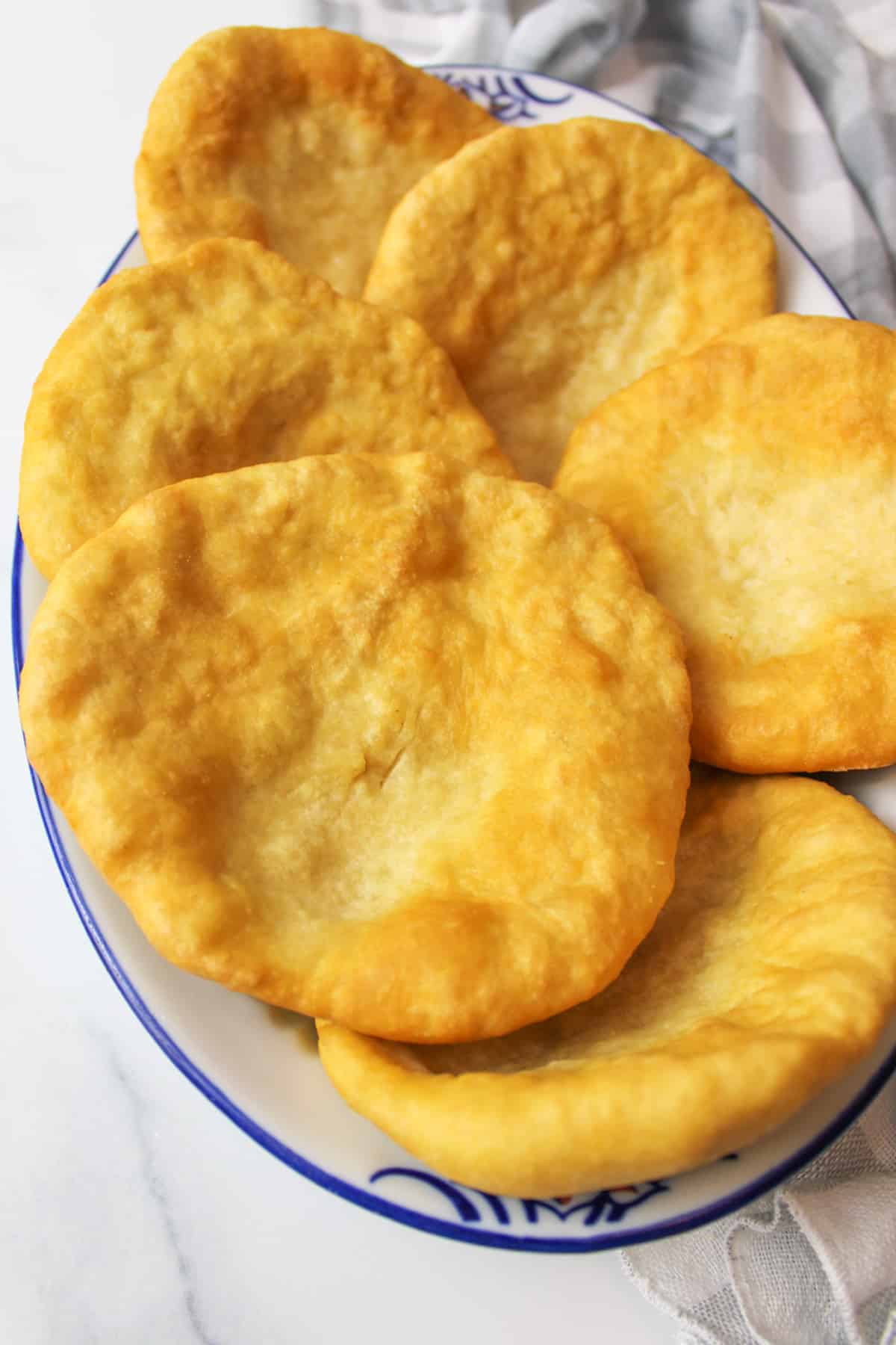 fry bread in a baking dish.