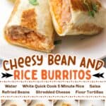 promotional images for Cheesy Bean And Rice Burritos