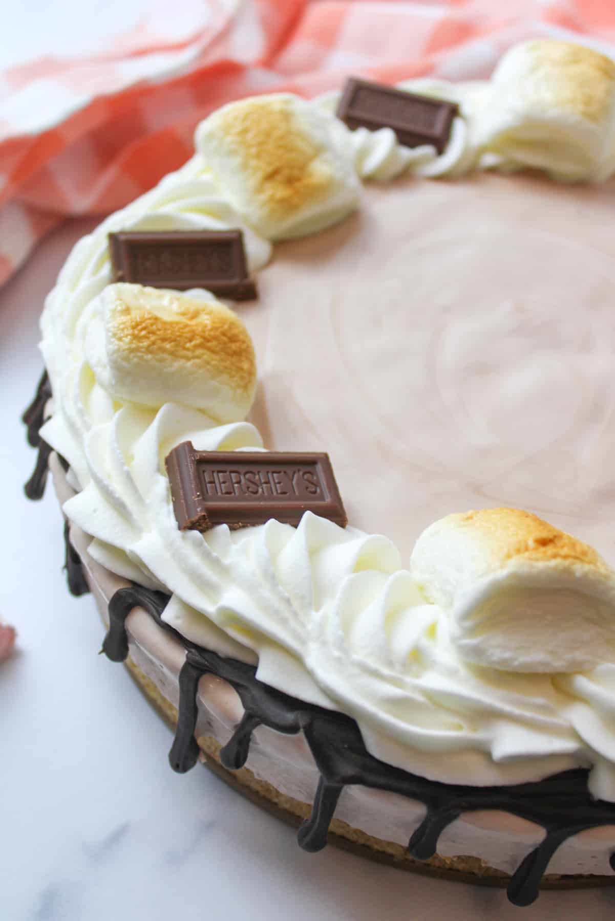 No bake smores ice cream pie before serving.