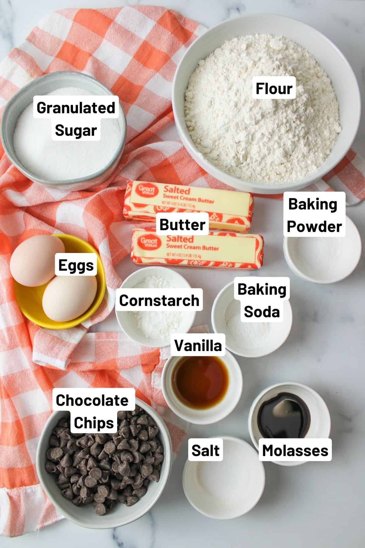 ingredients needed to make chocolate chip cookies without brown sugar