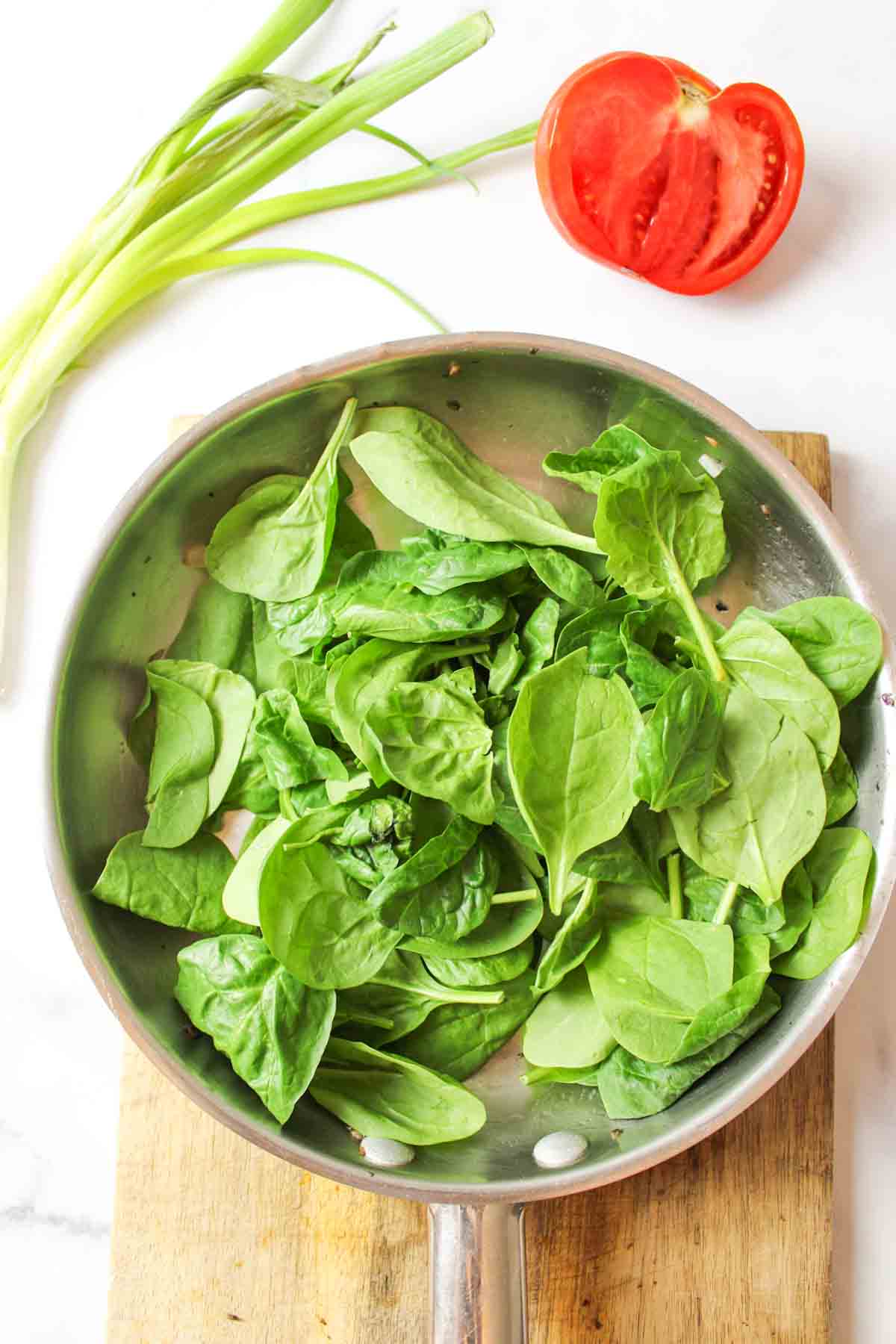 spinach in a pan.