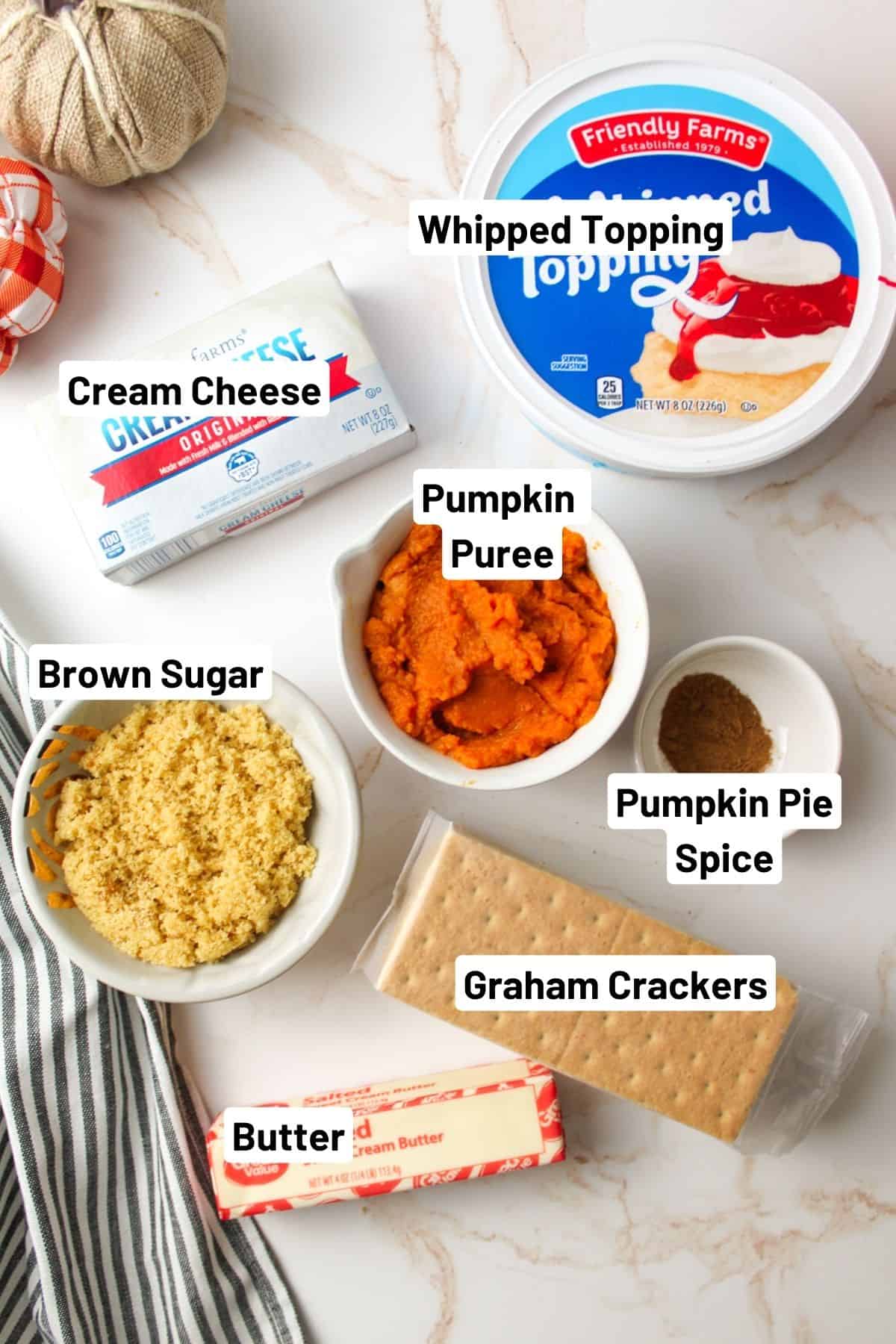 ingredients needed to make no bake pumpkin cheesecake