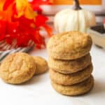 stacked pumpkin spice snickerdoodle cookies.