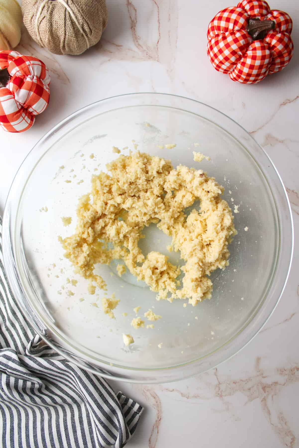 creamed butter and sugar mixture in a bowl