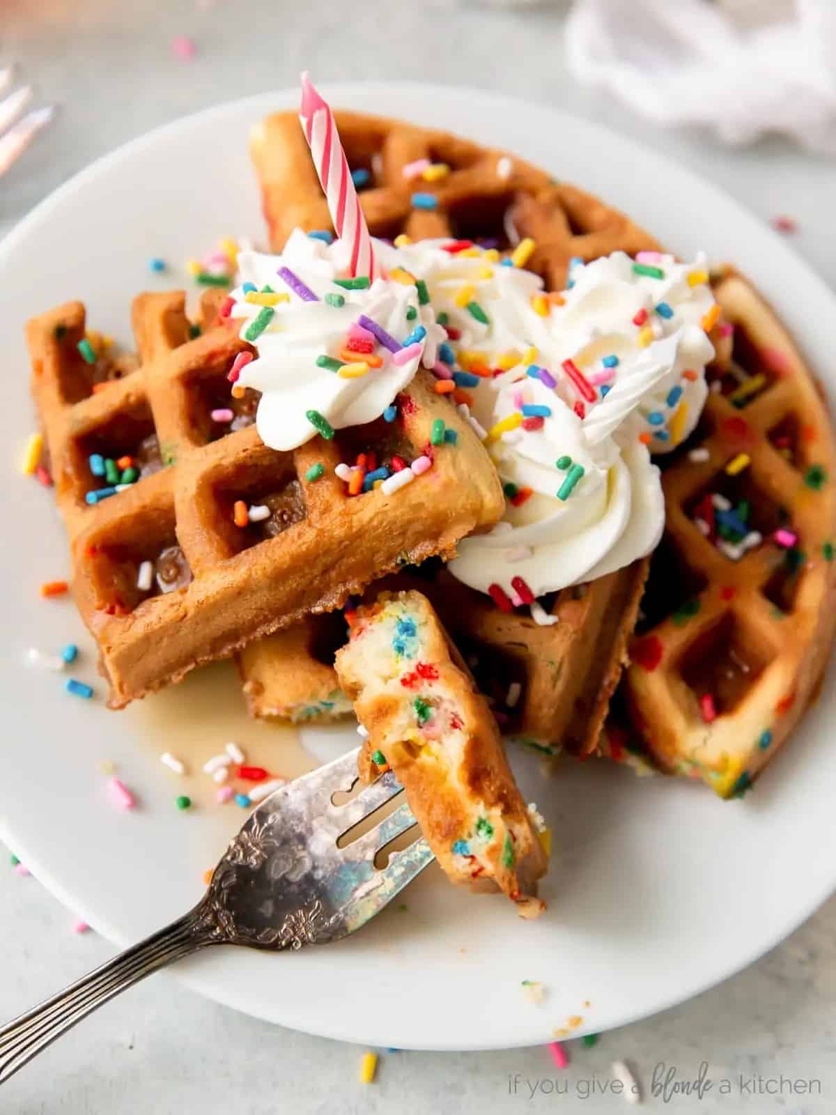 Birthday Cake Mix Waffles by If You Give a Blonde a Kitchen