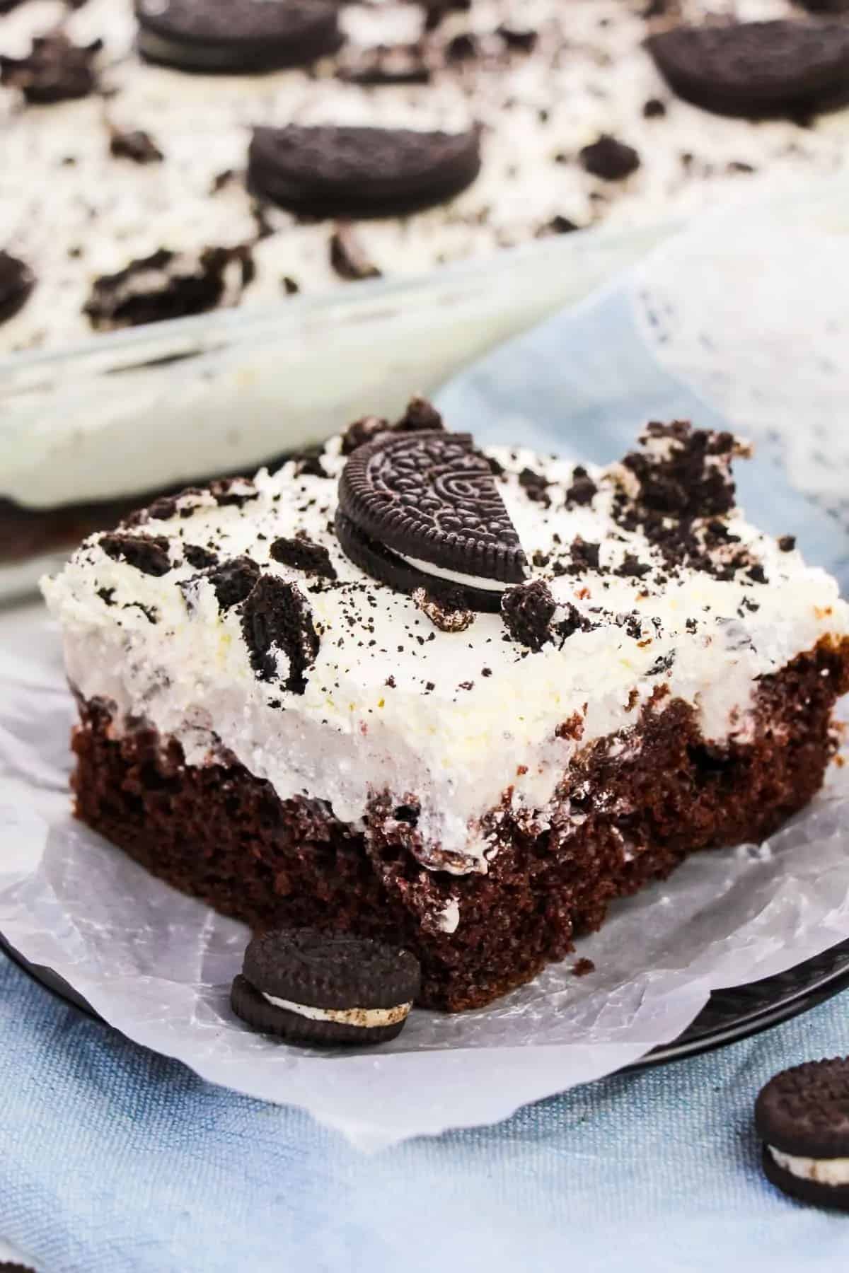 Oreo Poke Cake by Crayons and Cravings