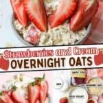 promotional graphic for Strawberries and cream overnight oats