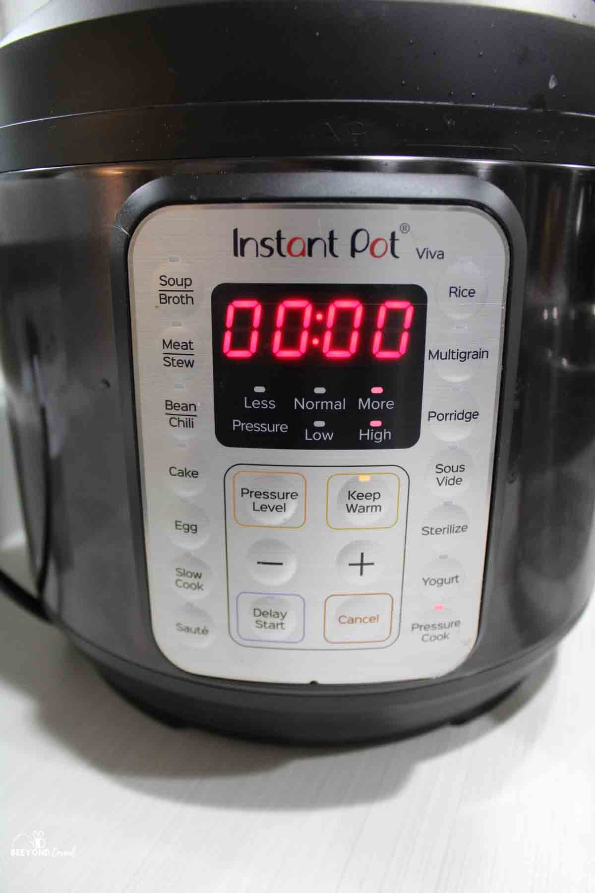 instant pot with timer set to zero