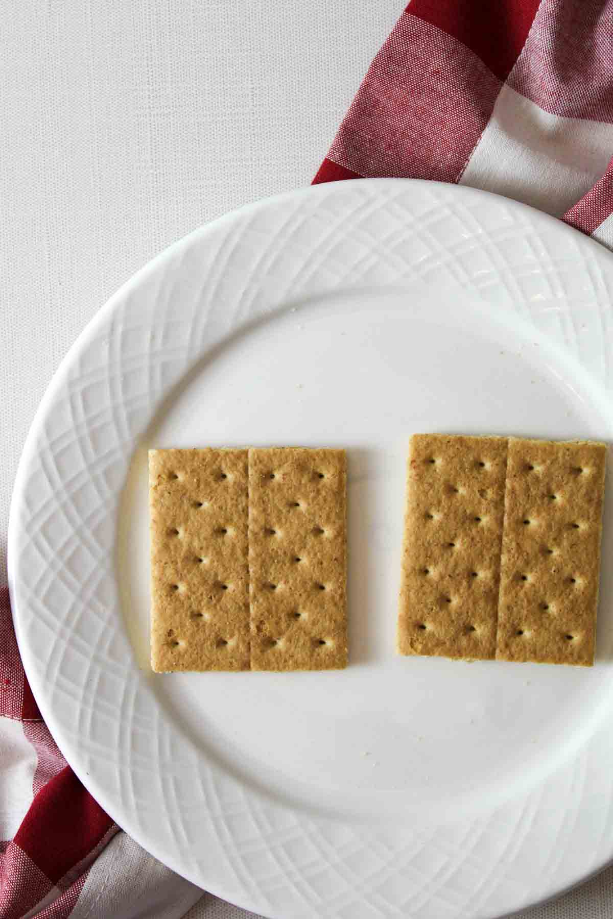two graham cracker squares on a plate