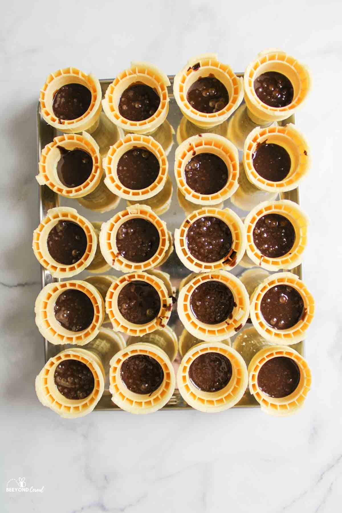 brownie batter in ice cream cones