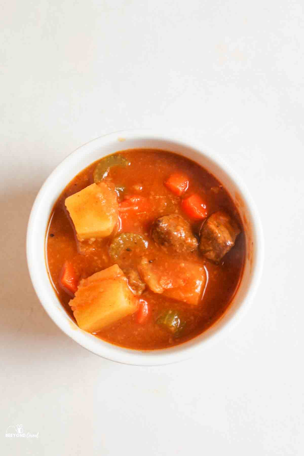 a bowl of beef stew.
