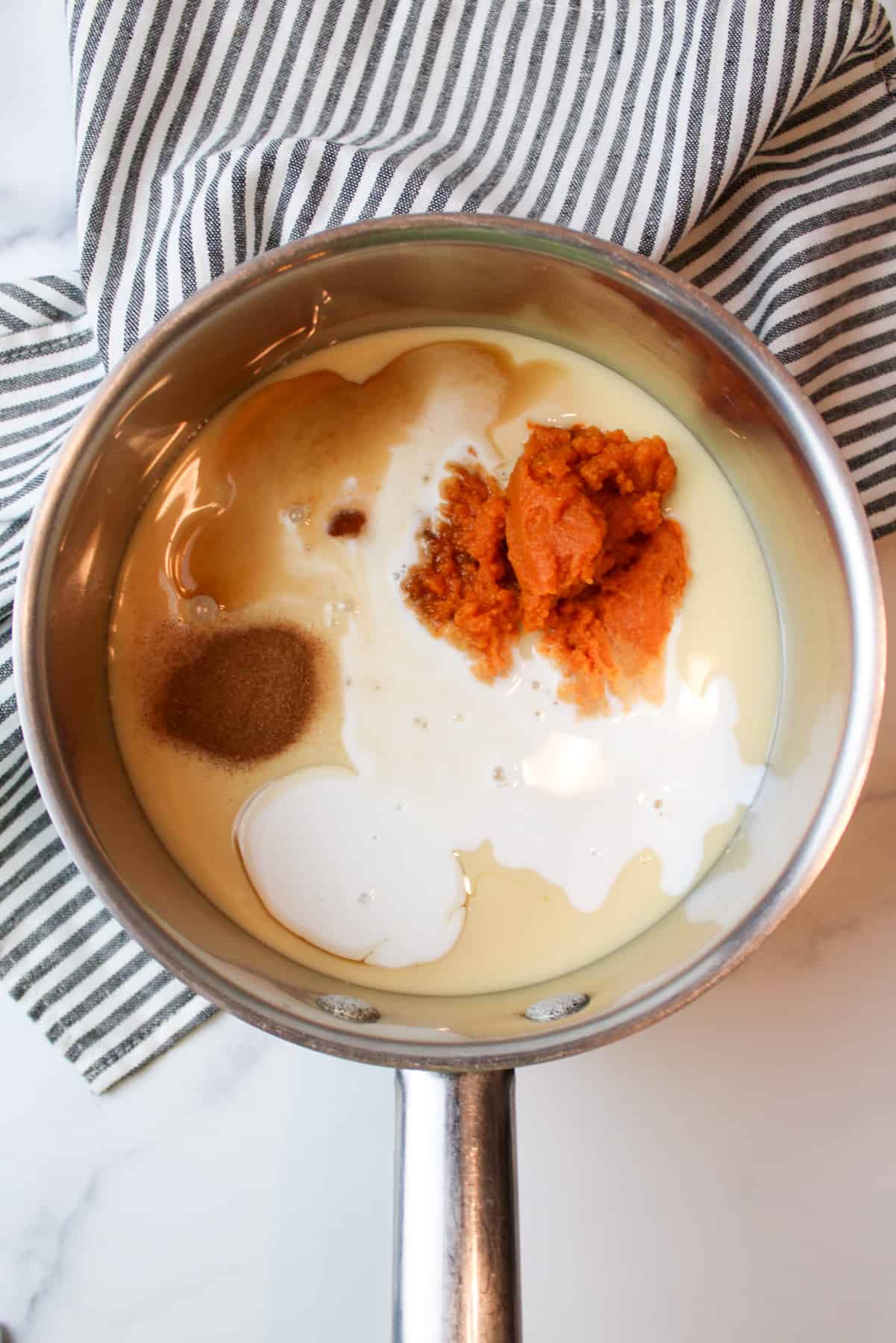 pumpkin creamer ingredients in a pot