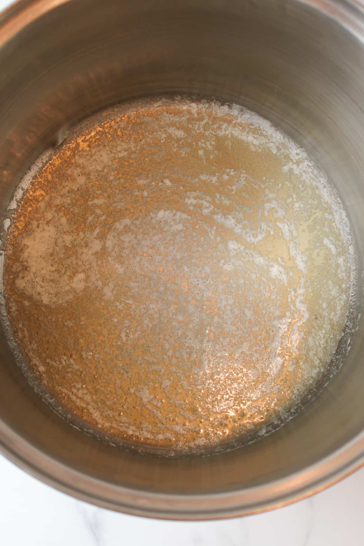 melted butter in a pot.