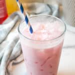 upclose view of glass cup filled with keto italian soda and ice