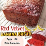 promotional graphic for Red Velvet Banana Bread