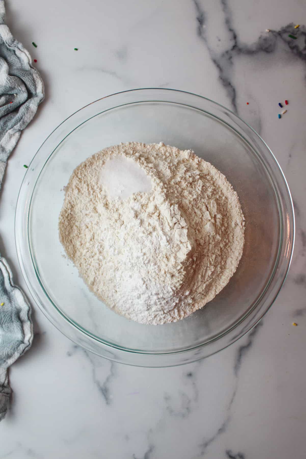 flour, cornstarch, baking powder, and salt in a mixing bowl