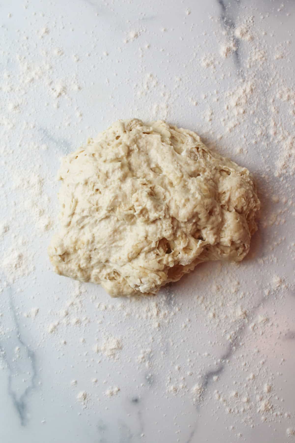 shaggy dough on a floured surface.