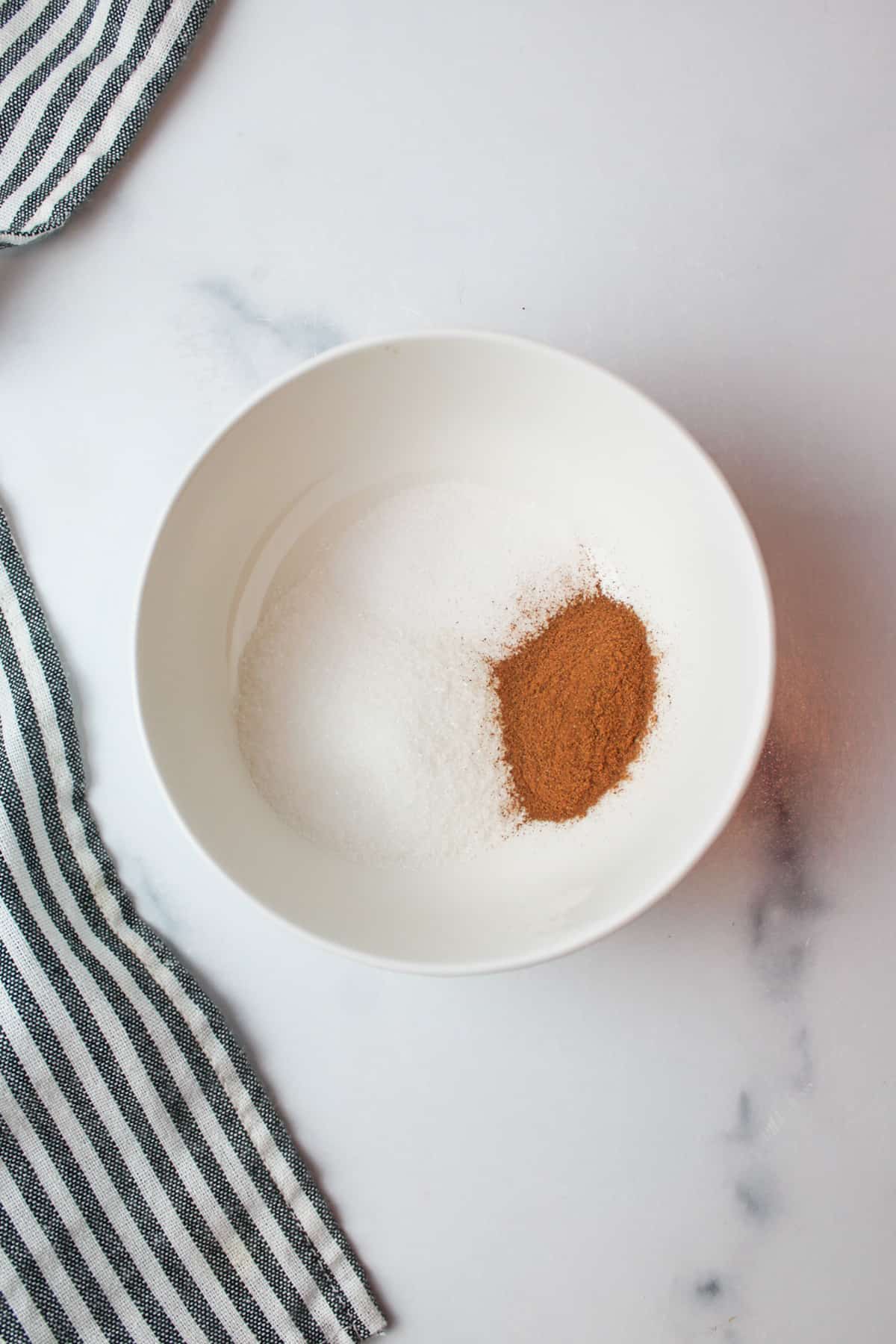 sugar and cinnamon in a bowl.