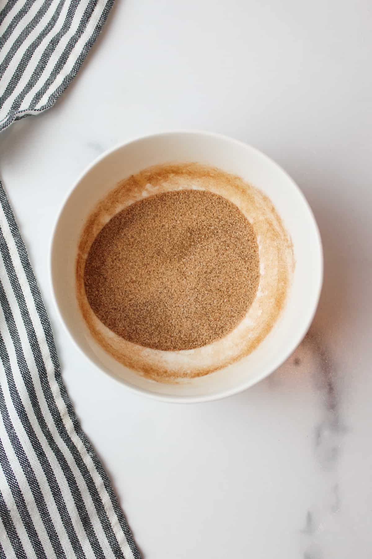 cinnamon sugar mixture in a bowl.