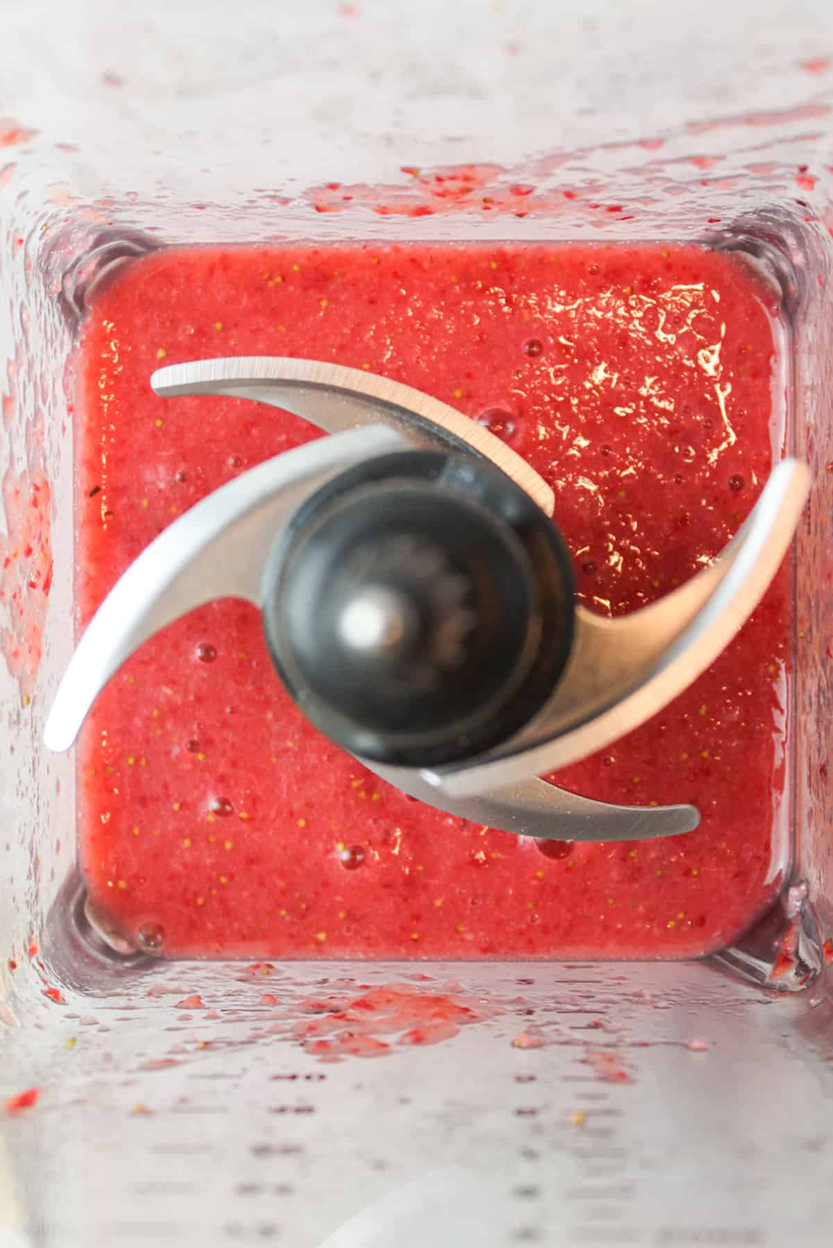 strawberry puree in a blender.
