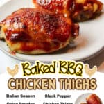 promotional graphic for Baked Bbq Chicken Thighs