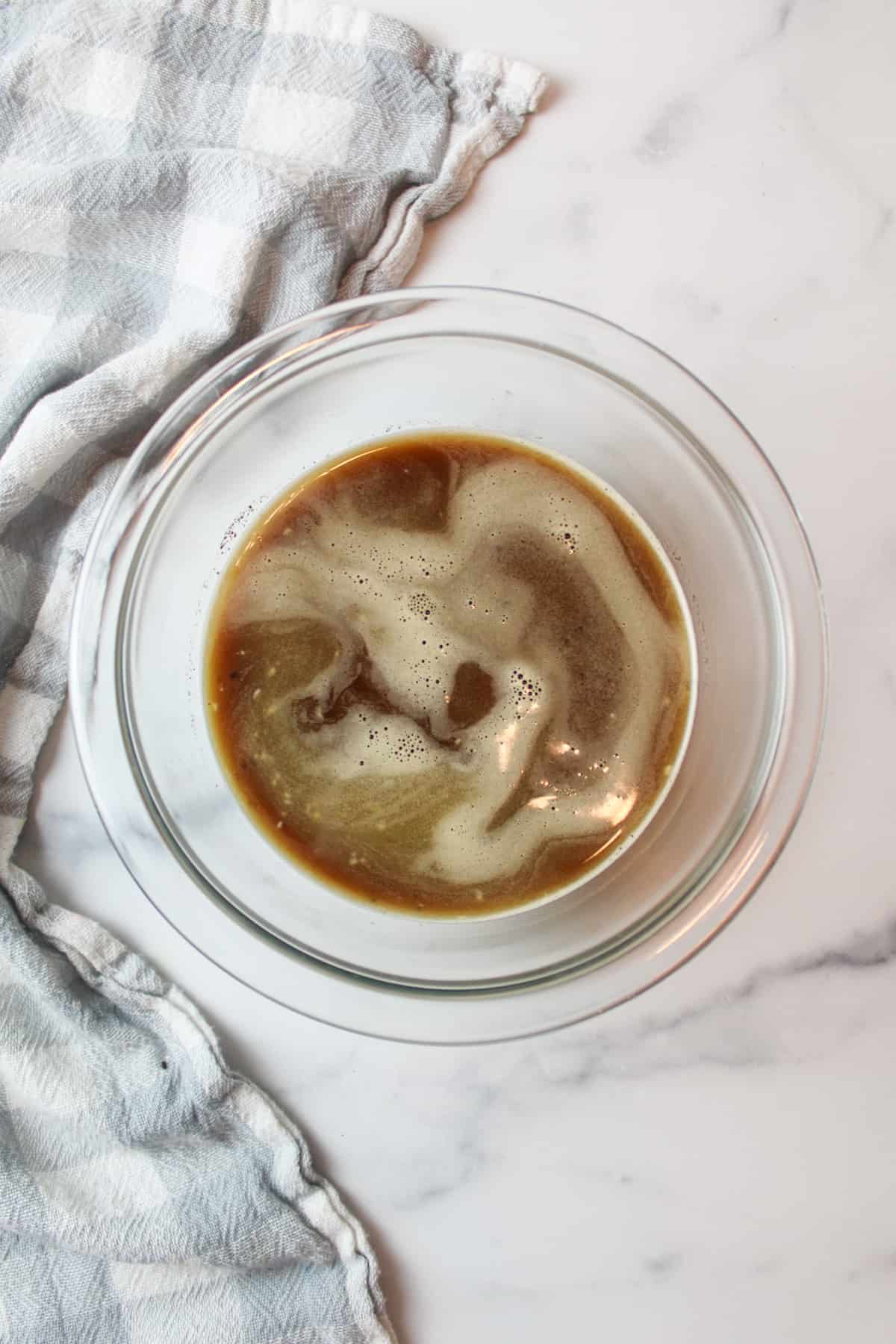 strained oreo coffee in a bowl.