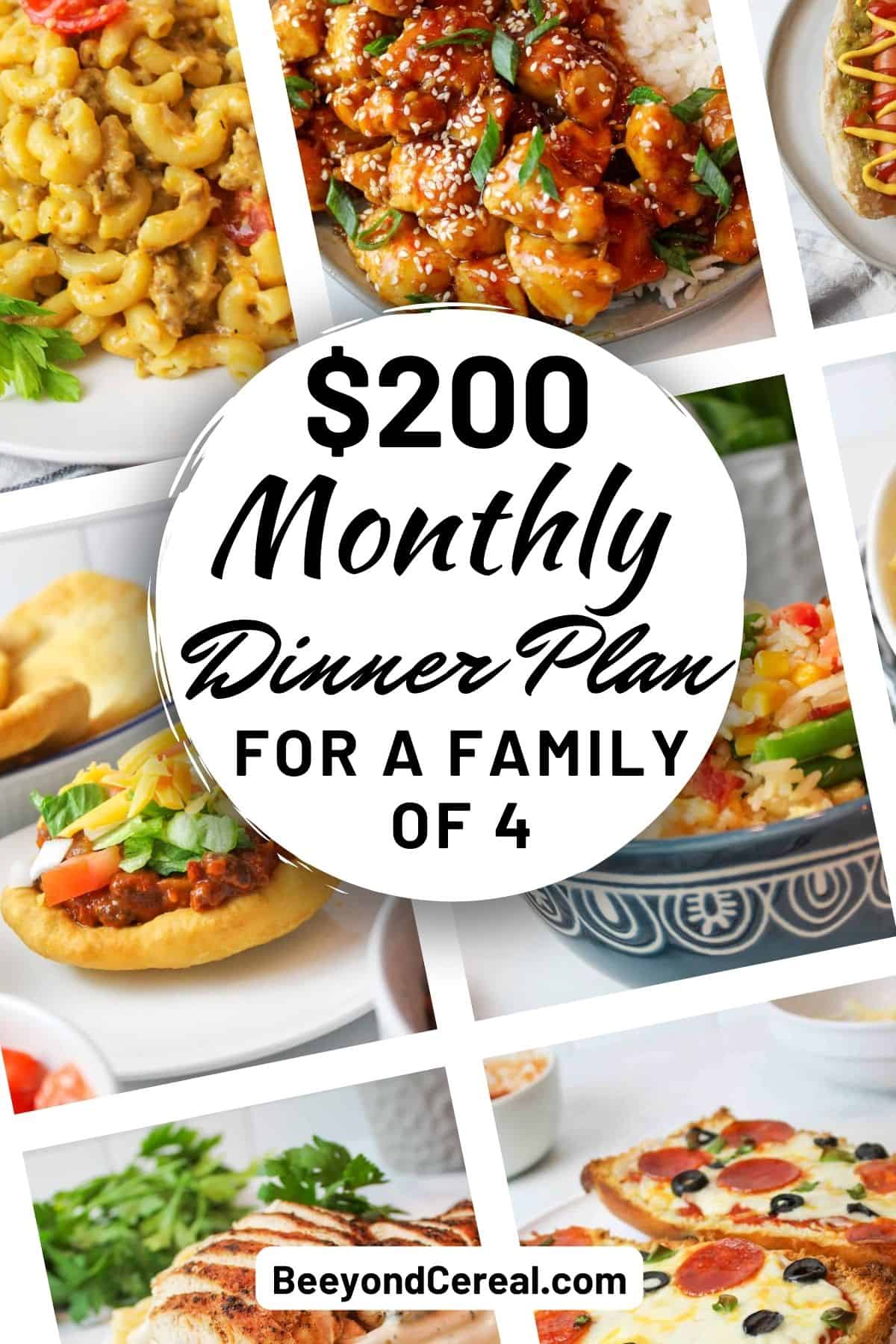 200 dollar monthly dinner plan for a family of 4.